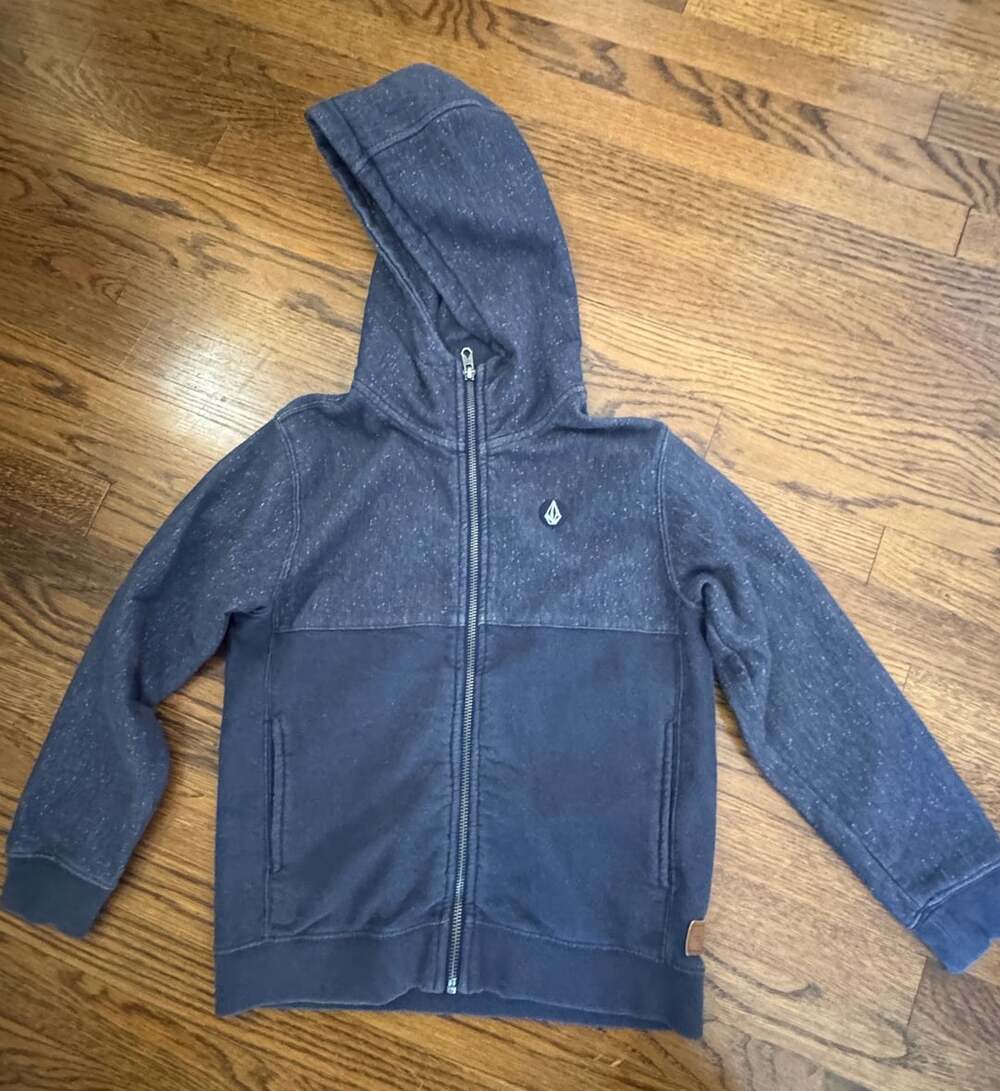 Youth Volcom Full Zip Hoodie Size 7/XL Blue Speckled